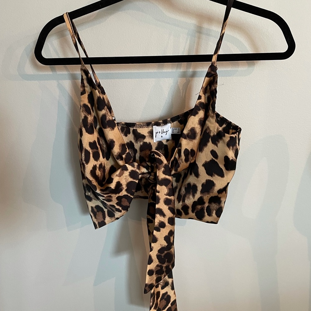 Cheetah, Tie Front Princess Polly Crop Top